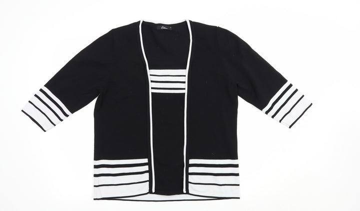 Bonmarché Womens Black Square Neck Striped Nylon Pullover Jumper Size M
