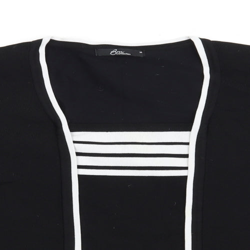 Bonmarché Womens Black Square Neck Striped Nylon Pullover Jumper Size M