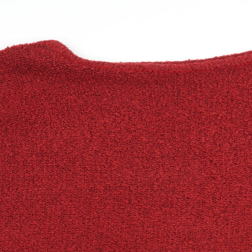 SheIn Womens Red Boat Neck  Acrylic Pullover Jumper Size XL