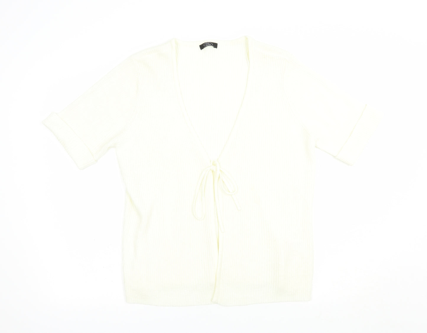 Bonmarché Womens Ivory V-Neck  Acrylic Cardigan Jumper Size L