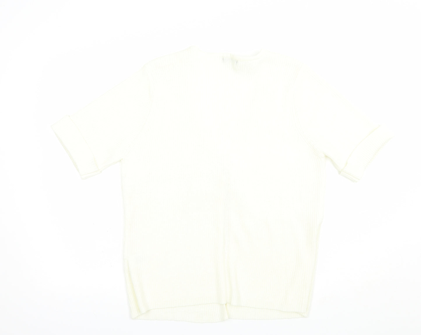 Bonmarché Womens Ivory V-Neck  Acrylic Cardigan Jumper Size L