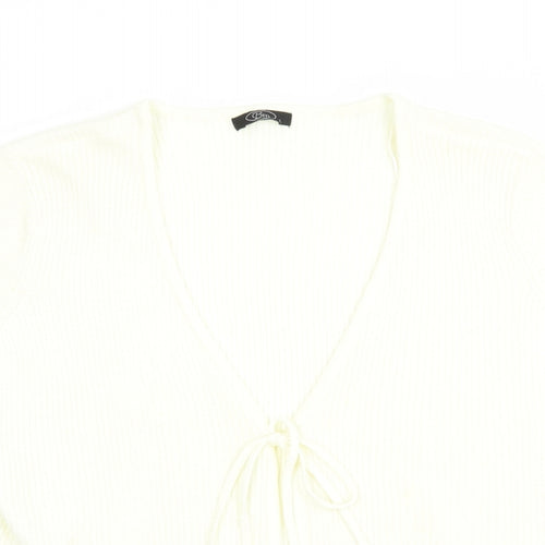 Bonmarché Womens Ivory V-Neck  Acrylic Cardigan Jumper Size L