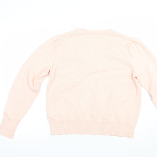 Marks and Spencer Womens Pink V-Neck  Cotton Pullover Jumper Size 12