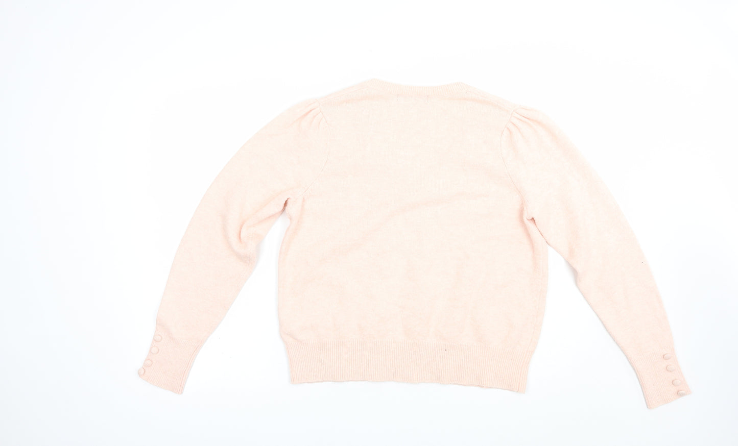Marks and Spencer Womens Pink V-Neck  Cotton Pullover Jumper Size 12