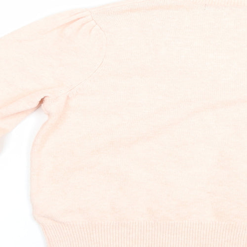 Marks and Spencer Womens Pink V-Neck  Cotton Pullover Jumper Size 12