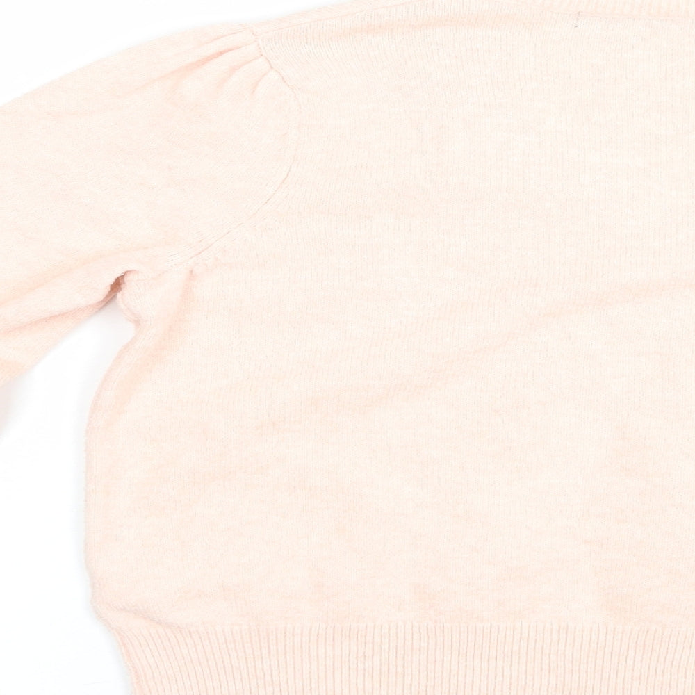 Marks and Spencer Womens Pink V-Neck  Cotton Pullover Jumper Size 12