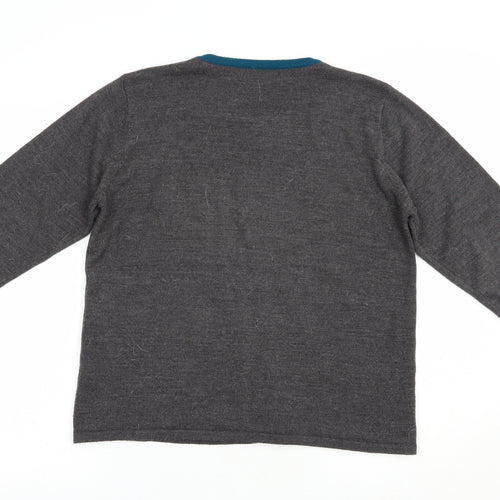 Autonomy Womens Grey Crew Neck Geometric Acrylic Pullover Jumper Size M