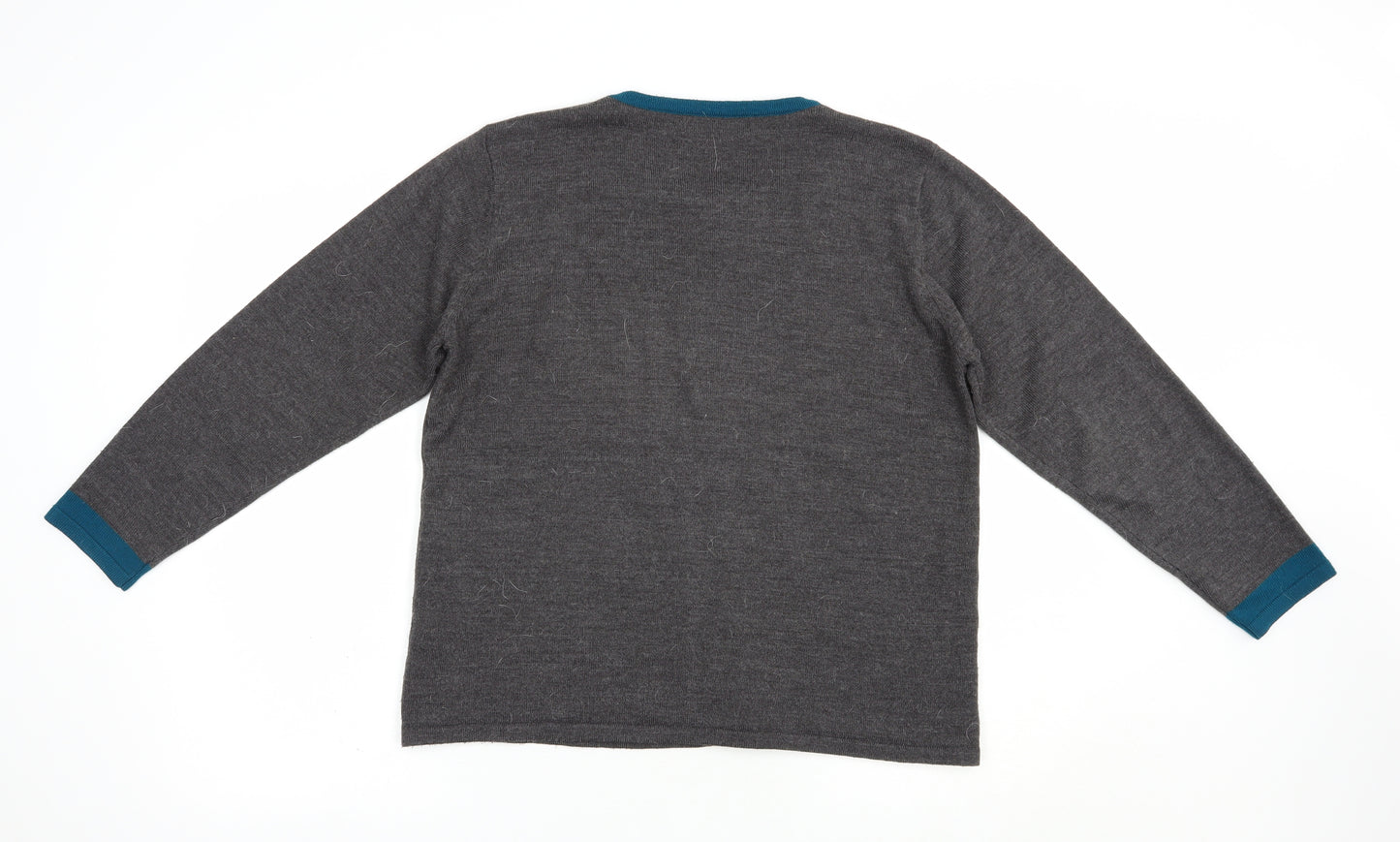 Autonomy Womens Grey Crew Neck Geometric Acrylic Pullover Jumper Size M