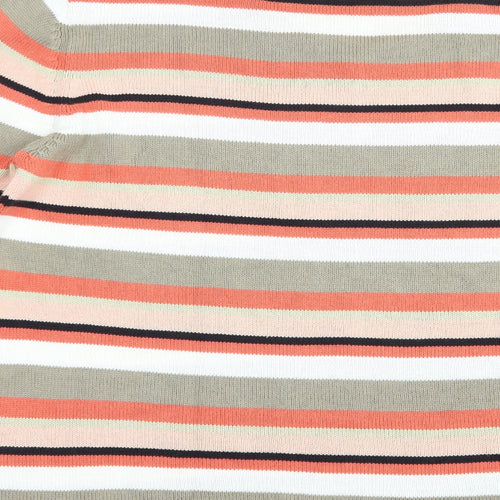 Preworn Womens Multicoloured V-Neck Striped Cotton Pullover Jumper Size 18