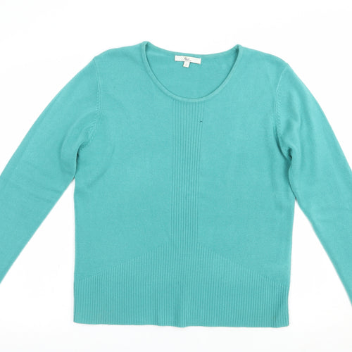 Klass Womens Green Boat Neck  Acrylic Pullover Jumper Size L