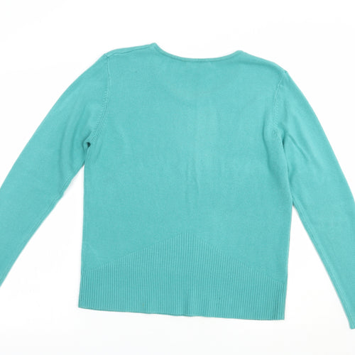 Klass Womens Green Boat Neck  Acrylic Pullover Jumper Size L