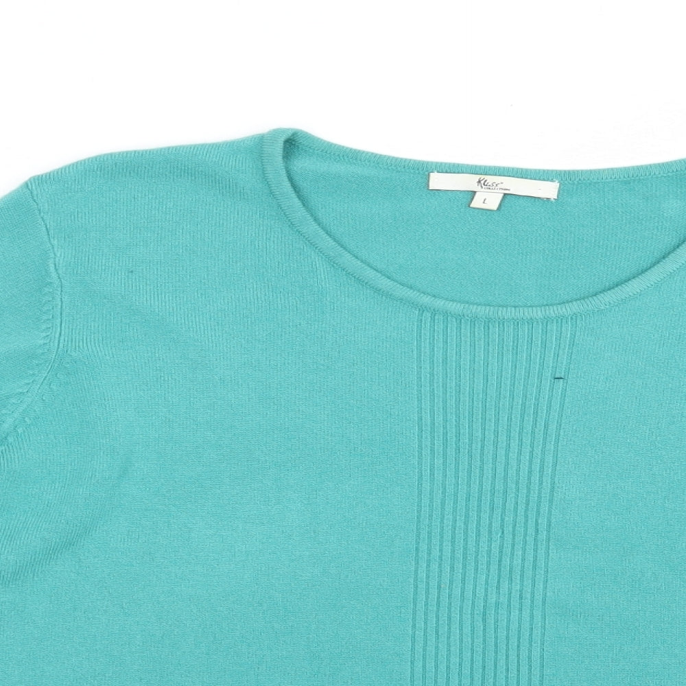 Klass Womens Green Boat Neck  Acrylic Pullover Jumper Size L