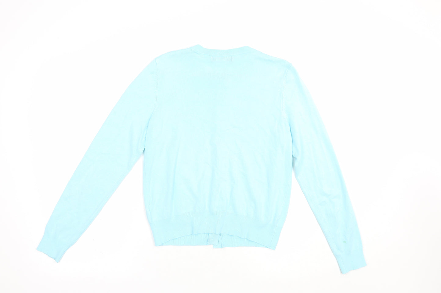 Marks and Spencer Womens Blue Crew Neck  Viscose Cardigan Jumper Size 12