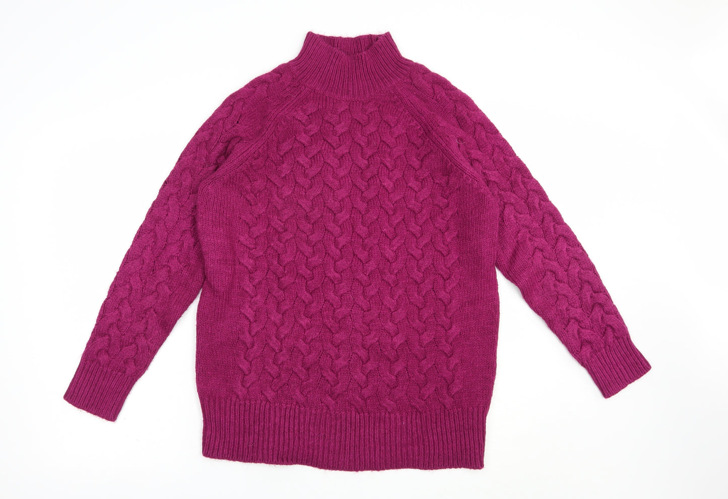 Marks and Spencer Womens Purple High Neck  Acrylic Pullover Jumper Size M