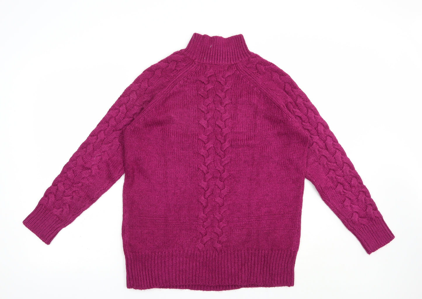 Marks and Spencer Womens Purple High Neck  Acrylic Pullover Jumper Size M