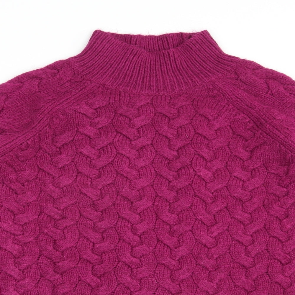 Marks and Spencer Womens Purple High Neck  Acrylic Pullover Jumper Size M