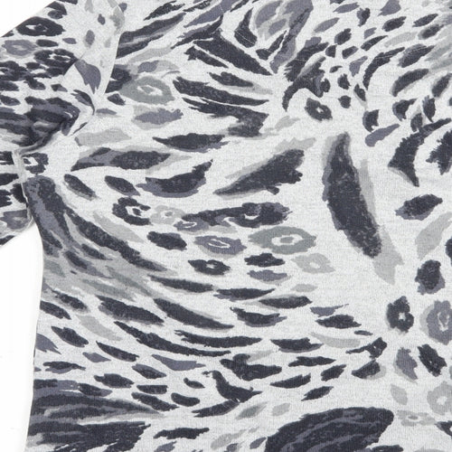 Tigi Womens Grey Boat Neck Animal Print Polyester Pullover Jumper Size 14