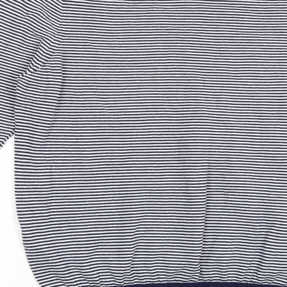 Racing Green Mens Blue Crew Neck Striped Cotton Pullover Jumper Size M