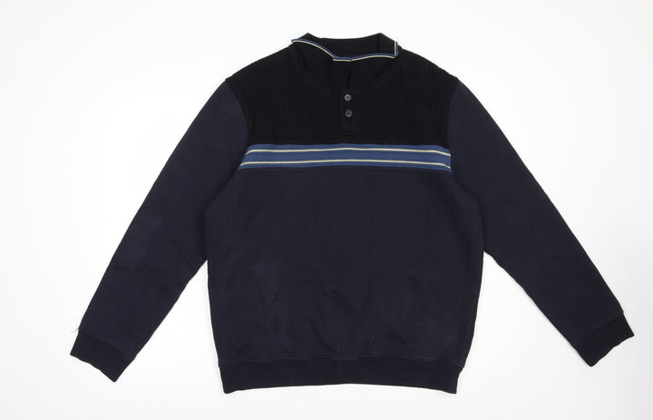 BHS Mens Blue Collared  Acrylic Pullover Jumper Size L