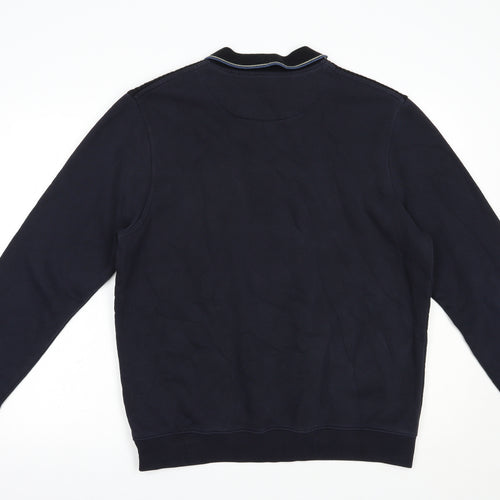 BHS Mens Blue Collared  Acrylic Pullover Jumper Size L