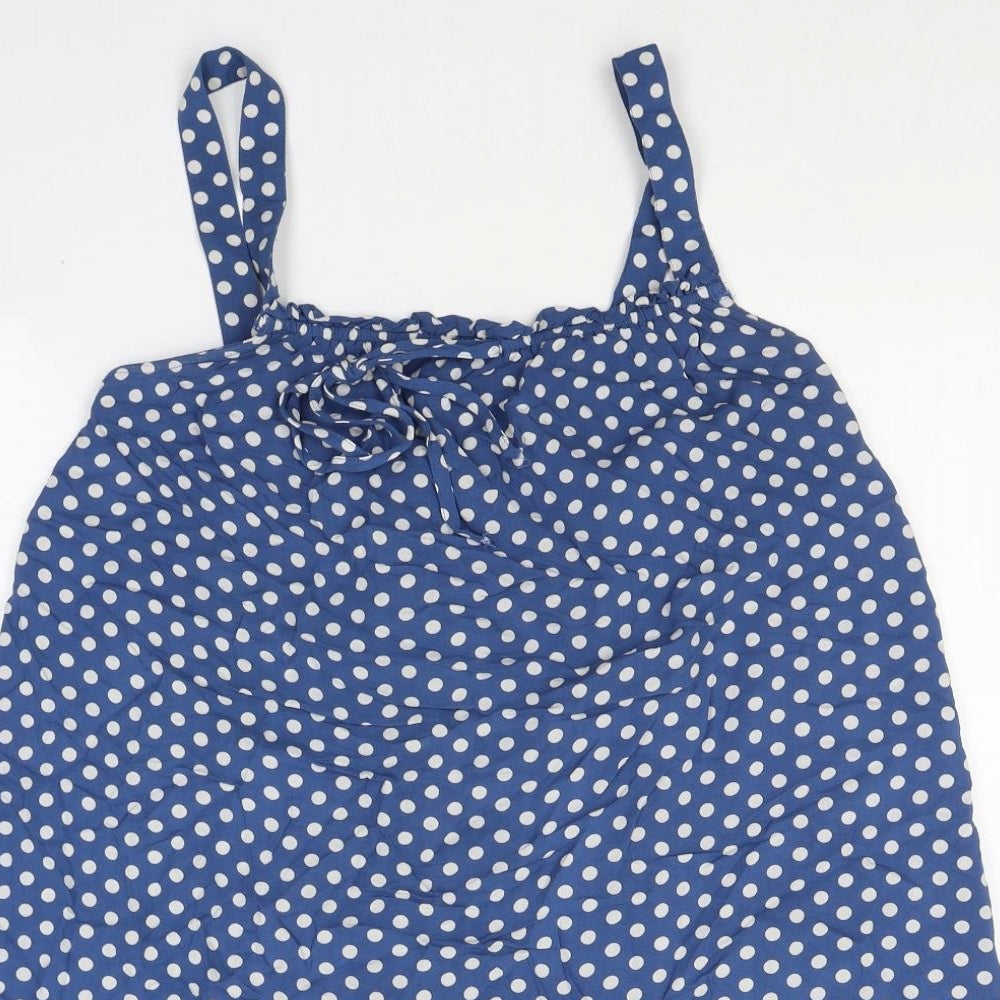 Dunnes Stores Womens Blue Polka Dot Viscose Tank Dress  Size S  Square Neck Pullover