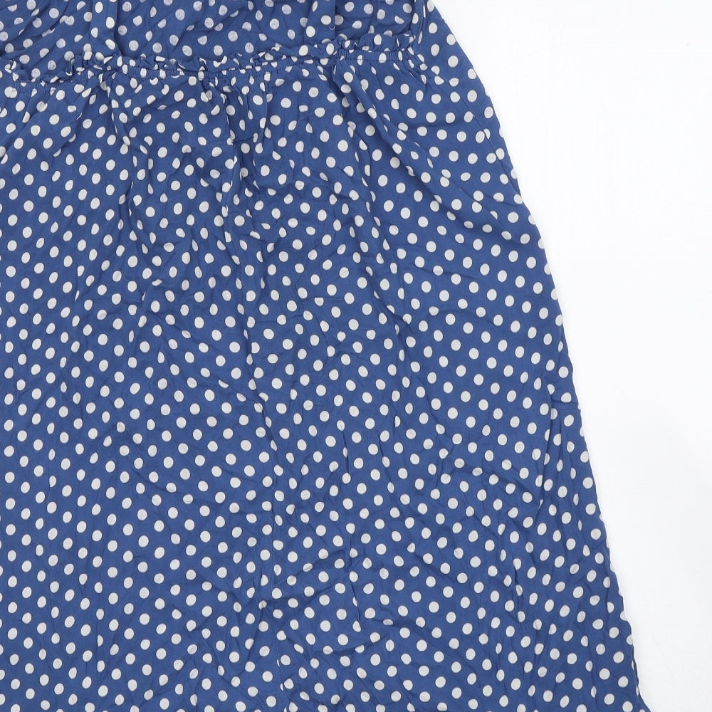 Dunnes Stores Womens Blue Polka Dot Viscose Tank Dress  Size S  Square Neck Pullover