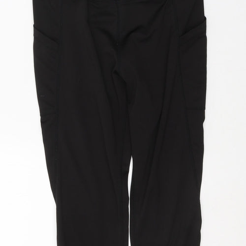 Preworn Womens Black  Polyester Cropped Leggings Size M L20 in