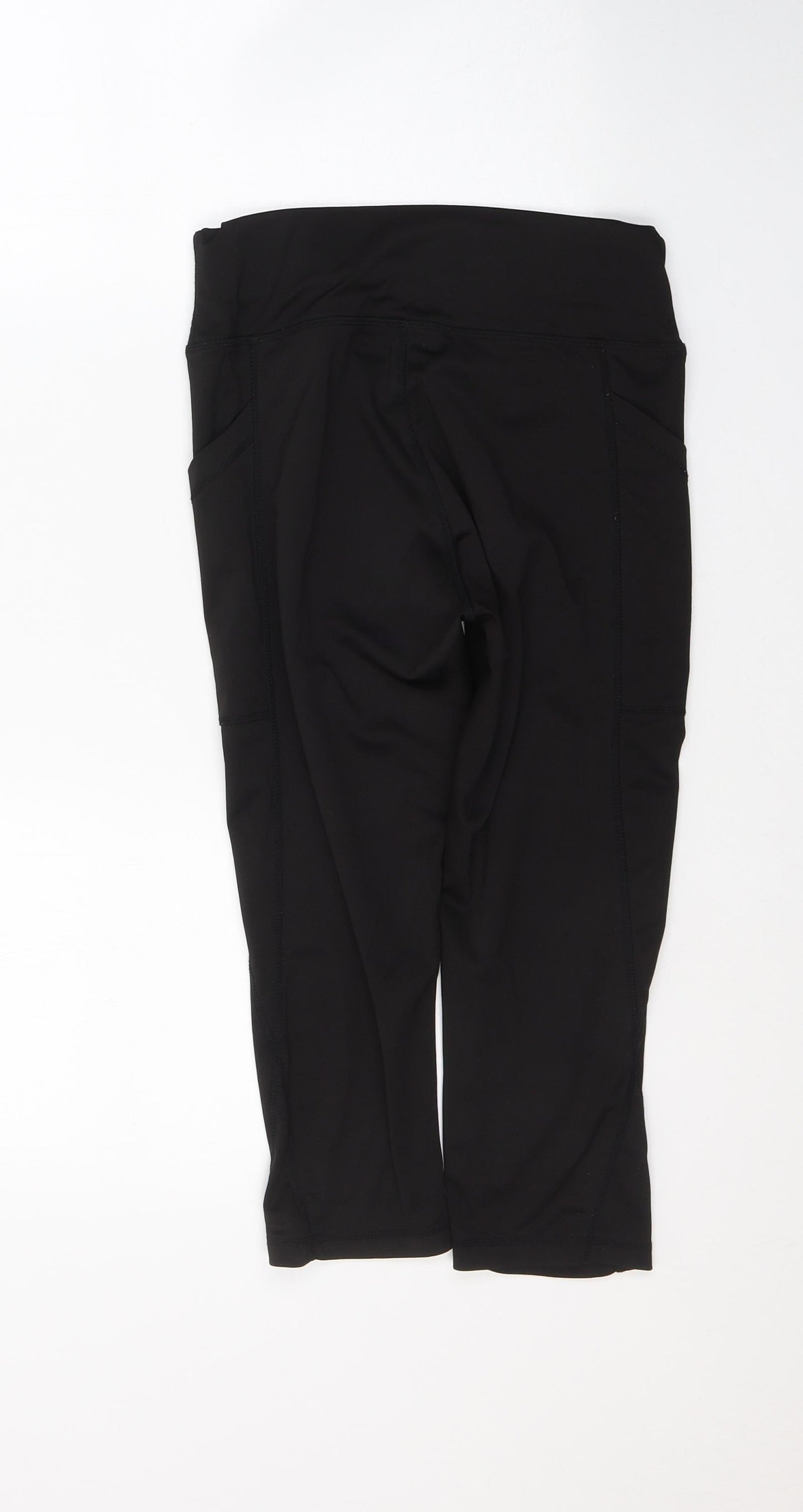 Preworn Womens Black  Polyester Cropped Leggings Size M L20 in