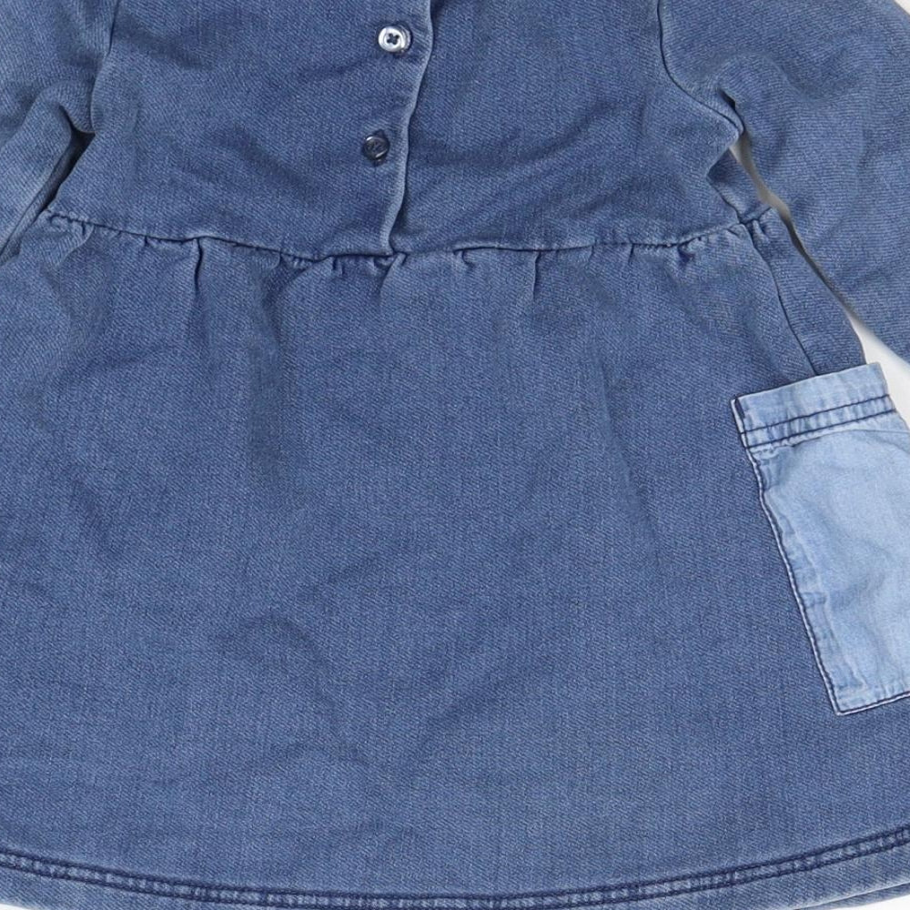 NEXT Girls Blue  Cotton Jumper Dress  Size 12-18 Months  Round Neck Pullover