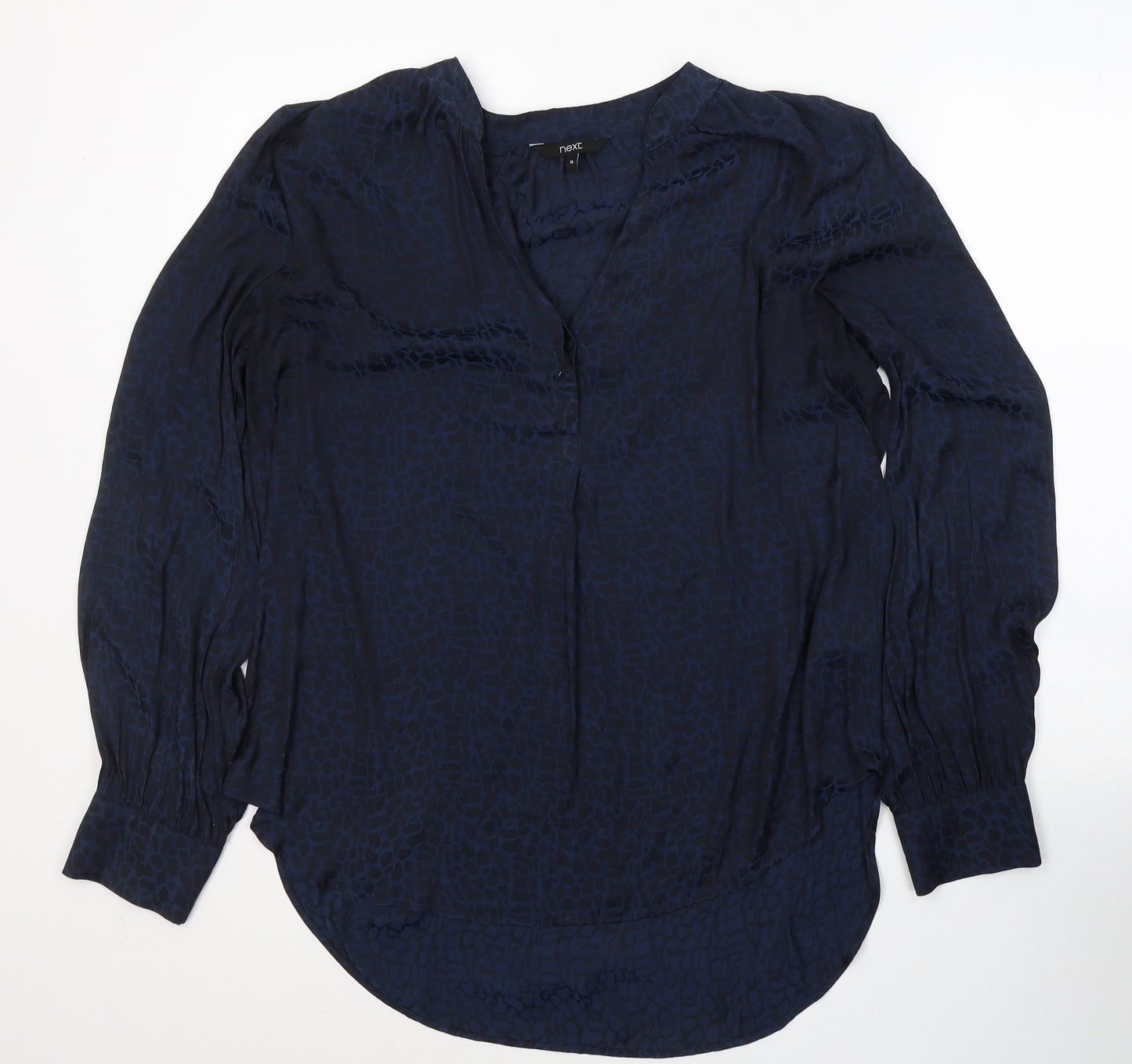 NEXT Womens Blue Animal Print Polyester Basic Blouse Size 18 V-Neck