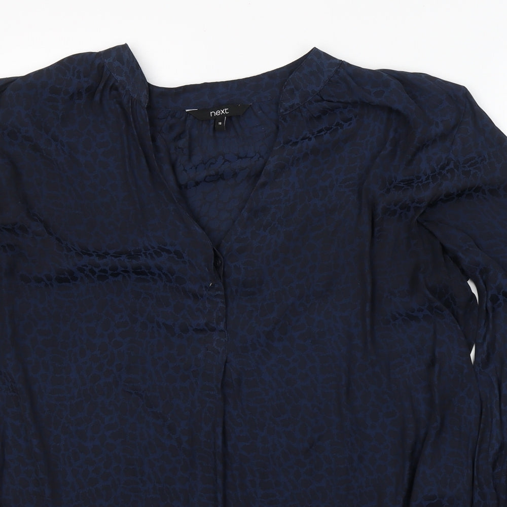 NEXT Womens Blue Animal Print Polyester Basic Blouse Size 18 V-Neck