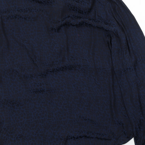 NEXT Womens Blue Animal Print Polyester Basic Blouse Size 18 V-Neck