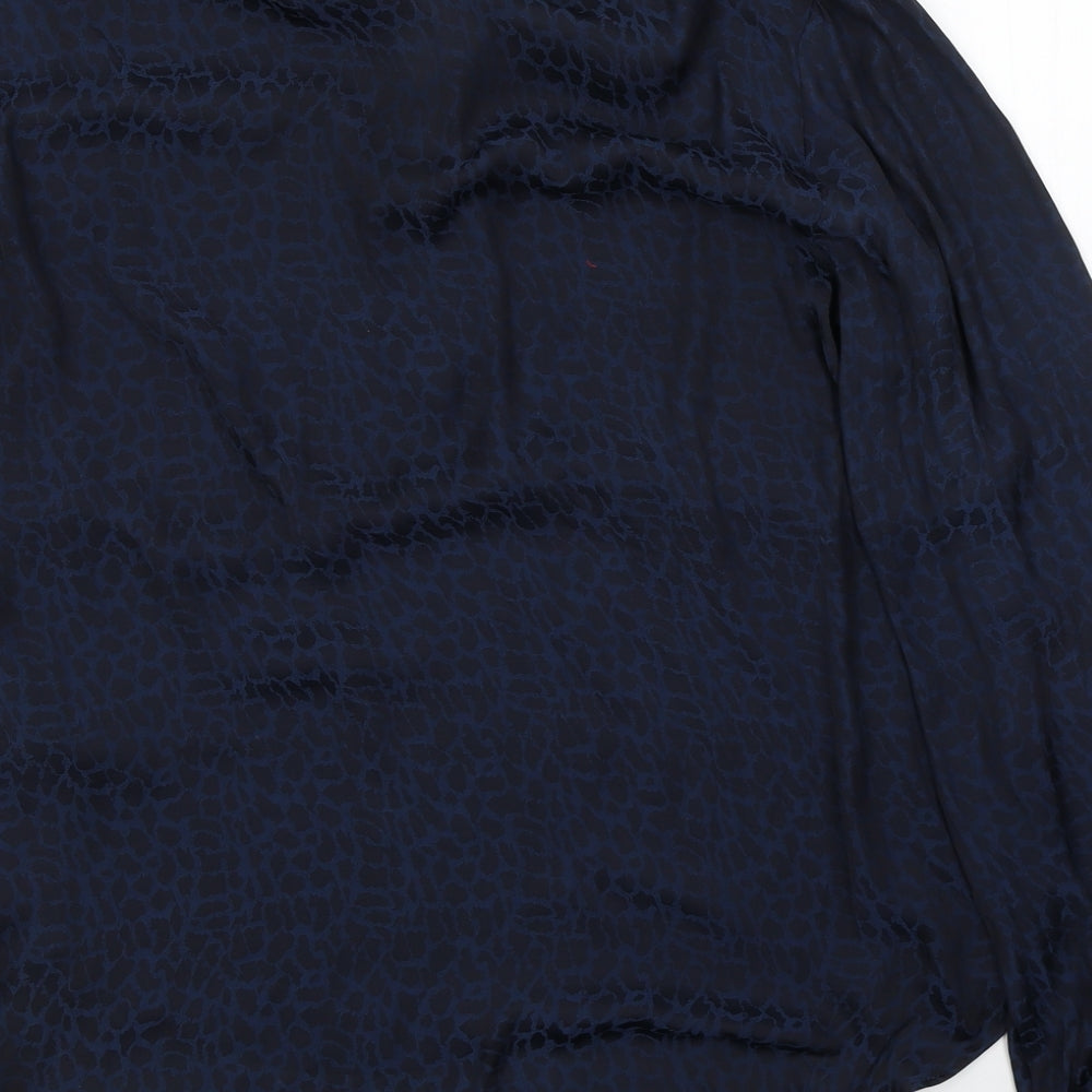 NEXT Womens Blue Animal Print Polyester Basic Blouse Size 18 V-Neck