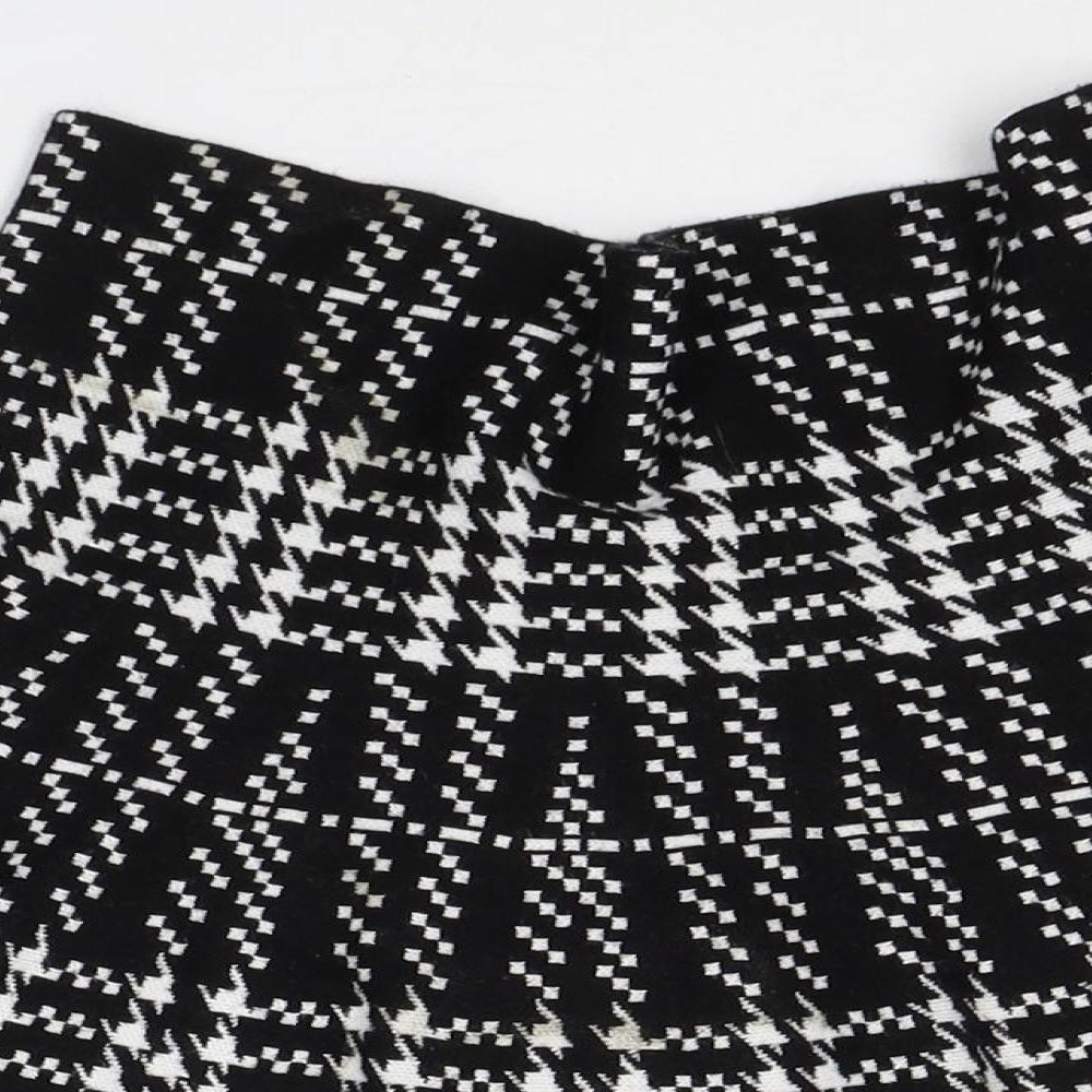 New Look Womens Black Houndstooth Viscose Swing Skirt Size 12