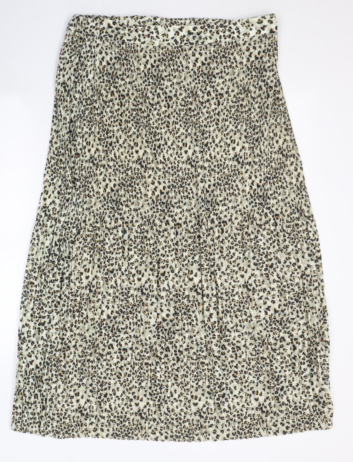 Primark Womens Beige Animal Print Polyester Maxi Skirt Size 16   Zip