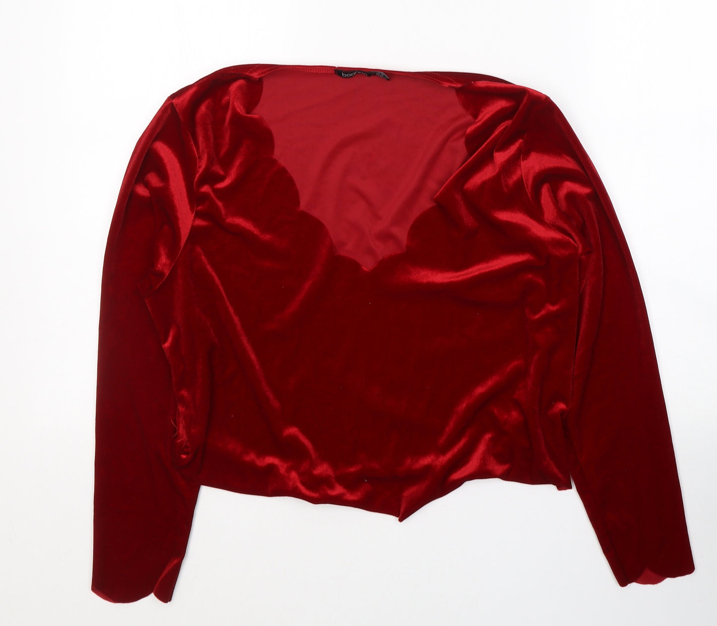 Boohoo Womens Red  Polyester Cropped Blouse Size 18 V-Neck