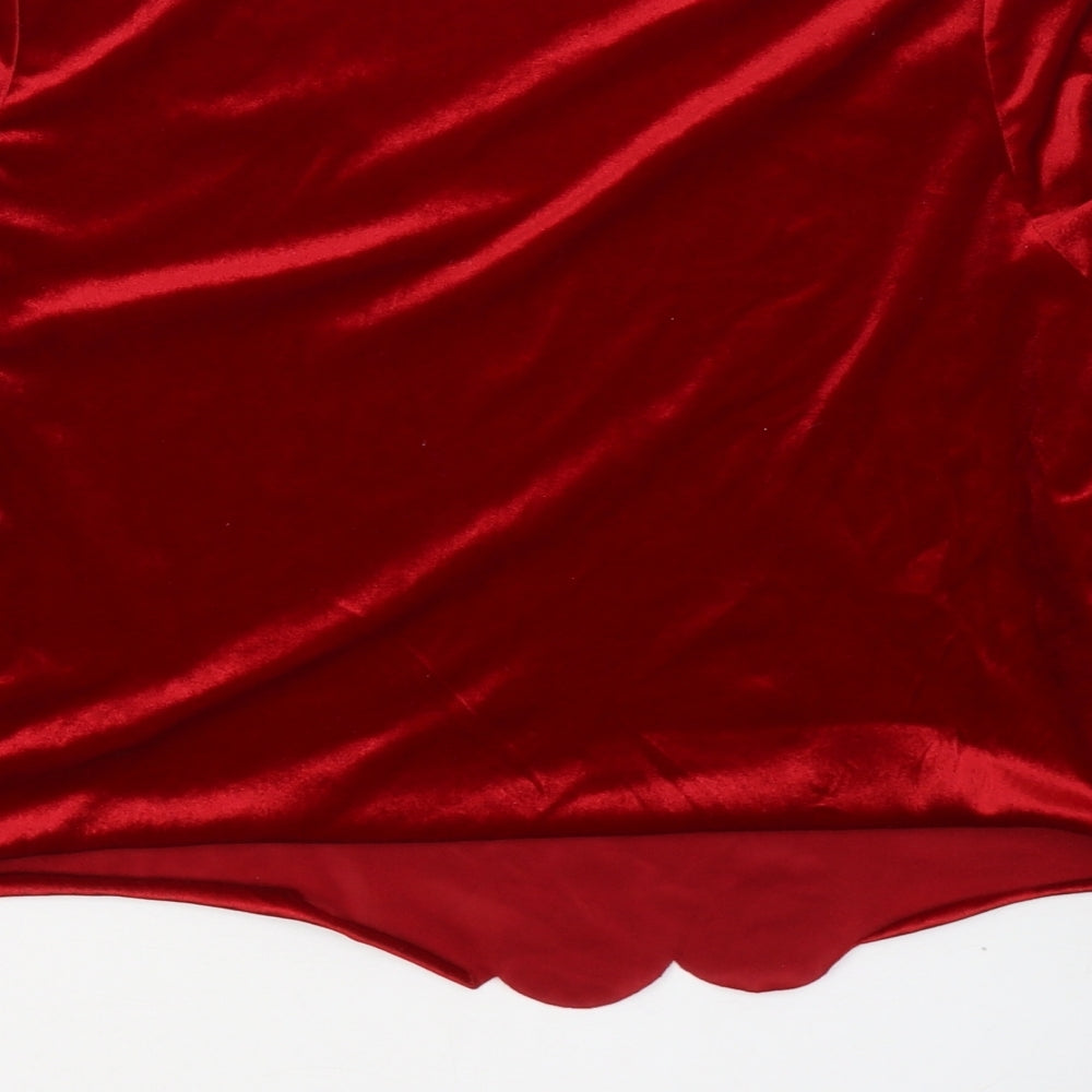 Boohoo Womens Red  Polyester Cropped Blouse Size 18 V-Neck
