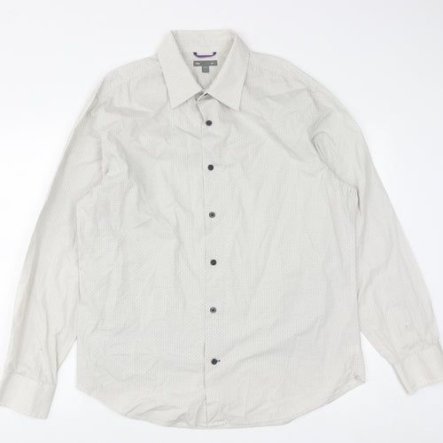 Gap  Mens Grey Geometric Cotton  Button-Up Size L Collared Button