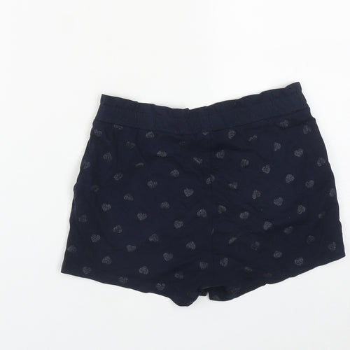 H&M Girls Blue  Cotton Bermuda Shorts Size 9-10 Years  Regular Drawstring - Heart Detail