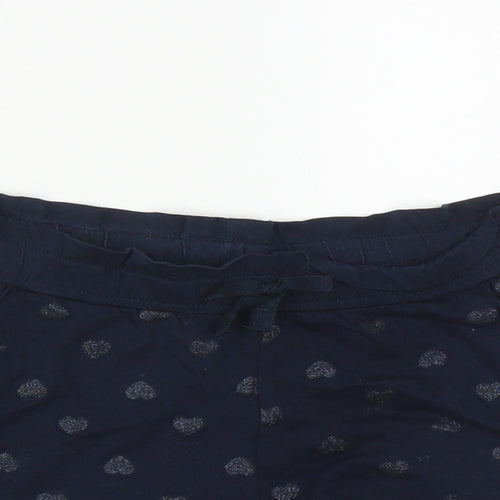 H&M Girls Blue  Cotton Bermuda Shorts Size 9-10 Years  Regular Drawstring - Heart Detail