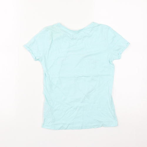 Dunnes Girls Green  Cotton Basic T-Shirt Size 8 Years Round Neck  - Save the Planet