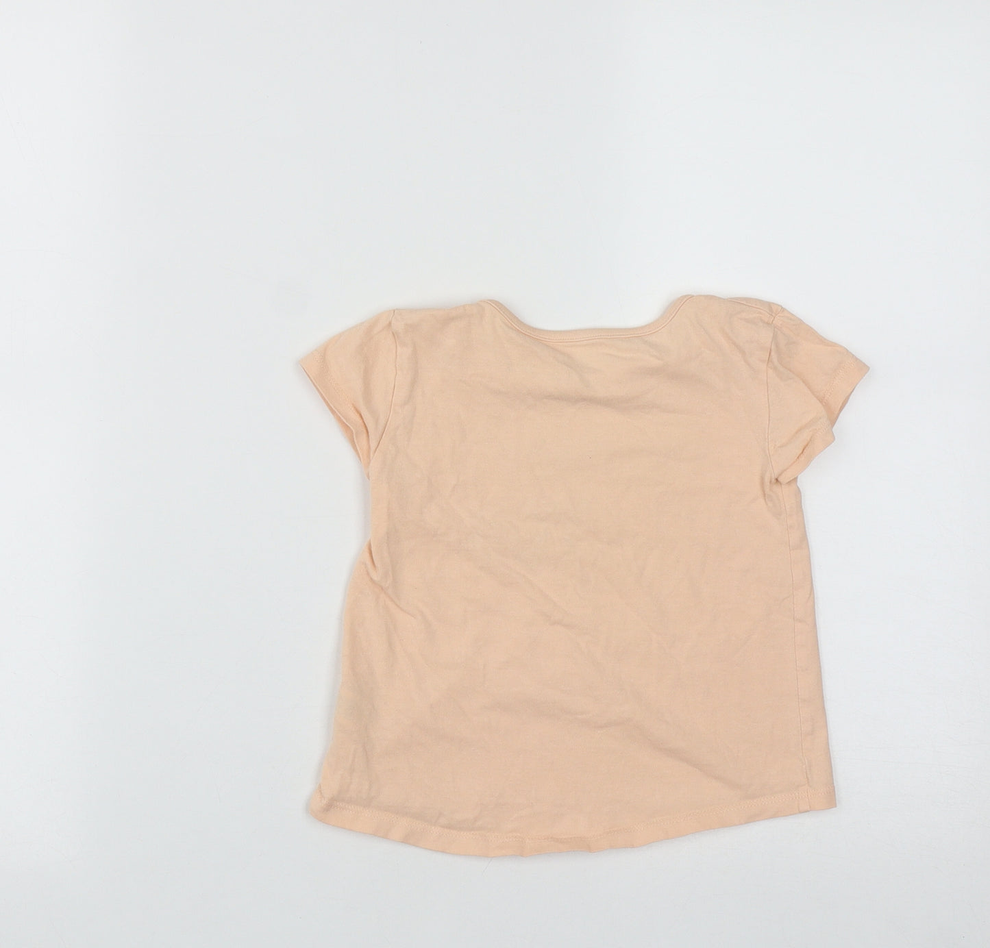 Dunnes Girls Orange  Cotton Basic T-Shirt Size 3-4 Years Round Neck  - Be Happy Be You