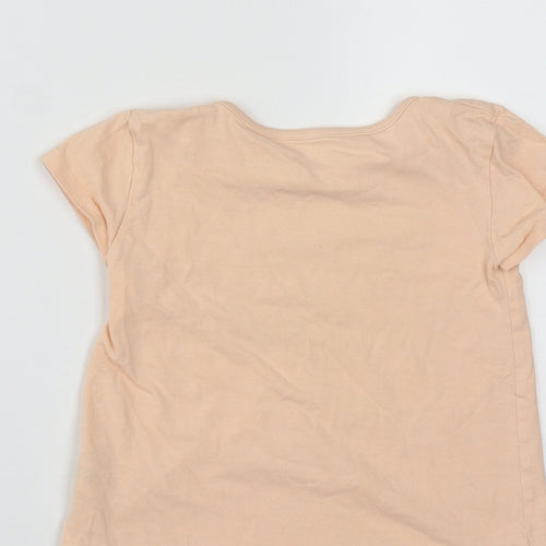 Dunnes Girls Orange  Cotton Basic T-Shirt Size 3-4 Years Round Neck  - Be Happy Be You
