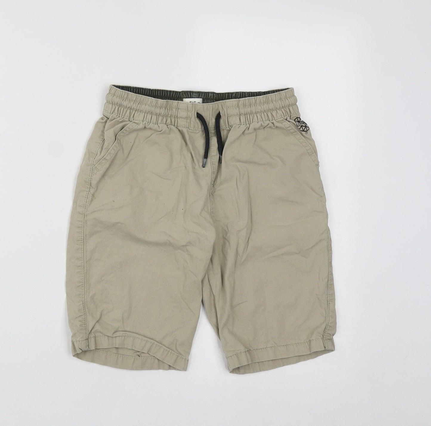 F&F Boys Beige  Cotton Bermuda Shorts Size 10-11 Years  Regular Drawstring