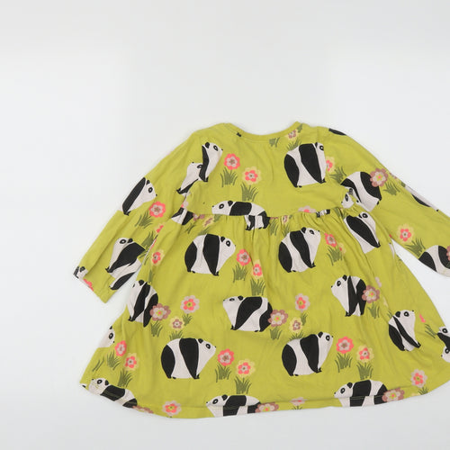 NEXT Girls Green Animal Print Cotton Fit & Flare  Size 3-4 Years  Round Neck  - Panda Print