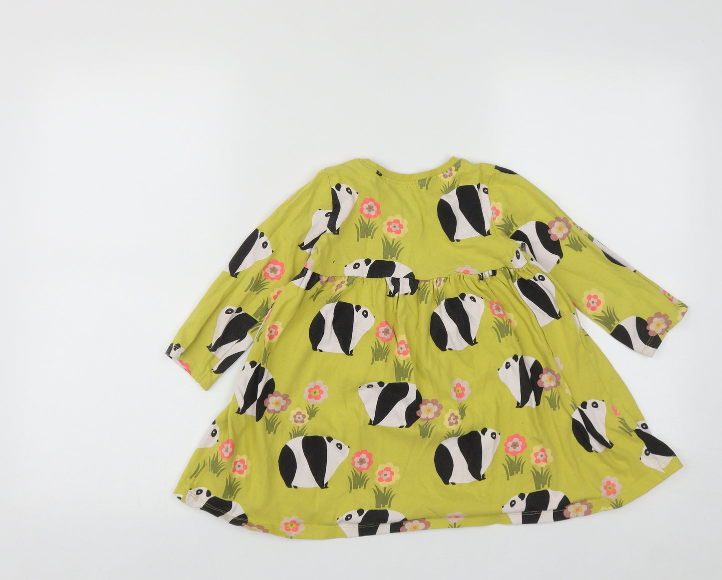 NEXT Girls Green Animal Print Cotton Fit & Flare  Size 3-4 Years  Round Neck  - Panda Print