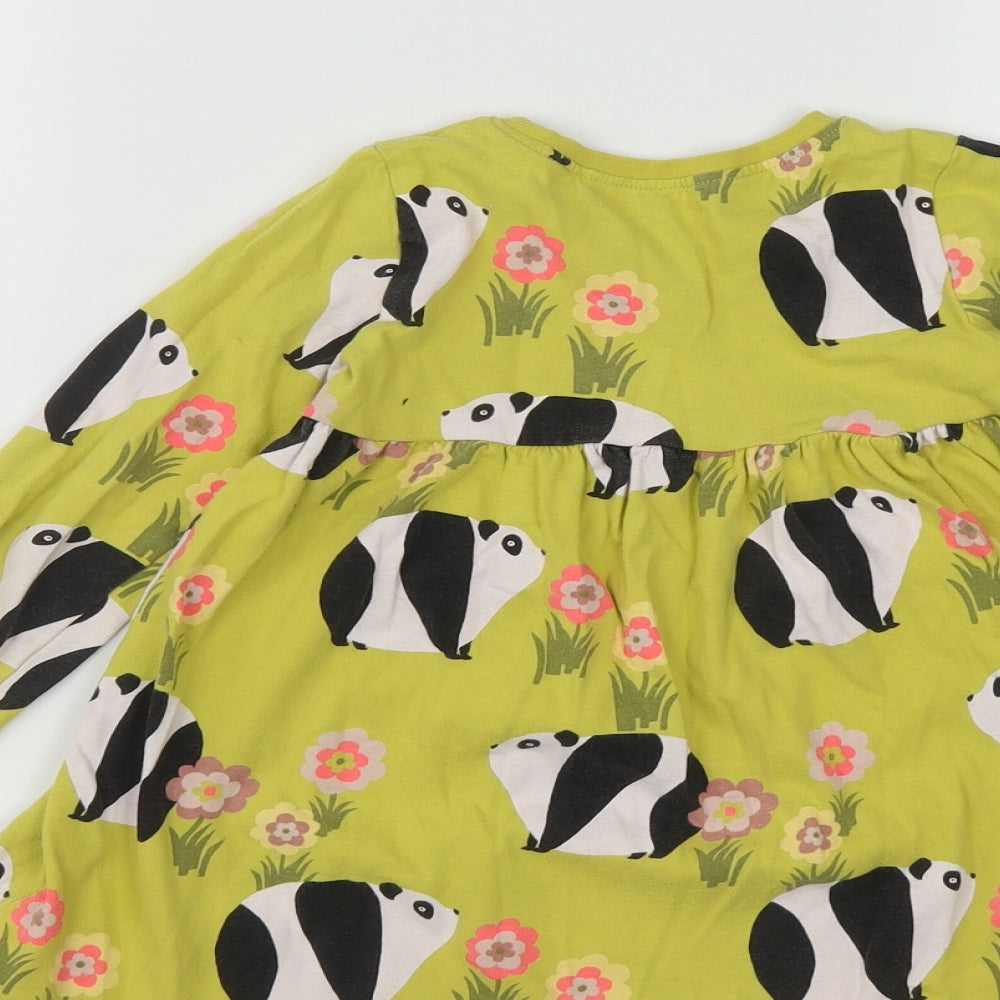 NEXT Girls Green Animal Print Cotton Fit & Flare  Size 3-4 Years  Round Neck  - Panda Print