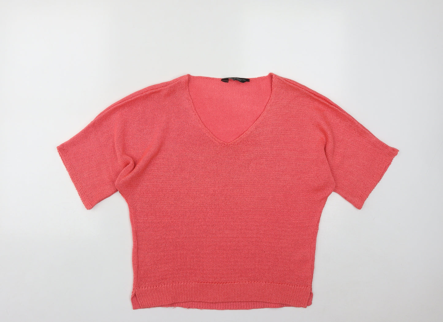 Dorothy Perkins Womens Pink V-Neck  Acrylic Pullover Jumper Size 12