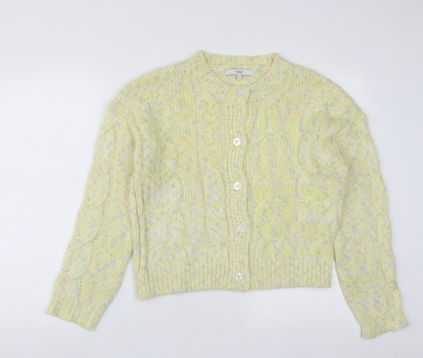 NEXT Womens Yellow Round Neck  Acrylic Cardigan Jumper Size S