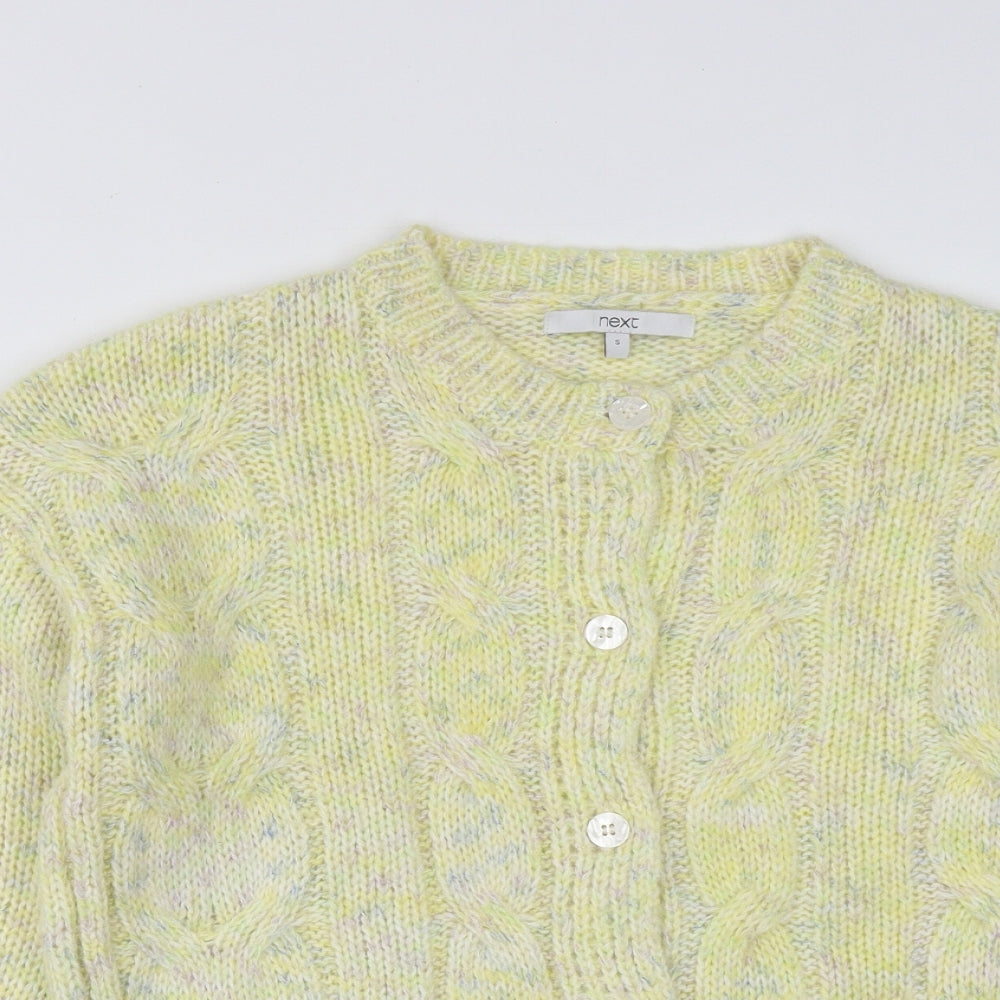 NEXT Womens Yellow Round Neck  Acrylic Cardigan Jumper Size S